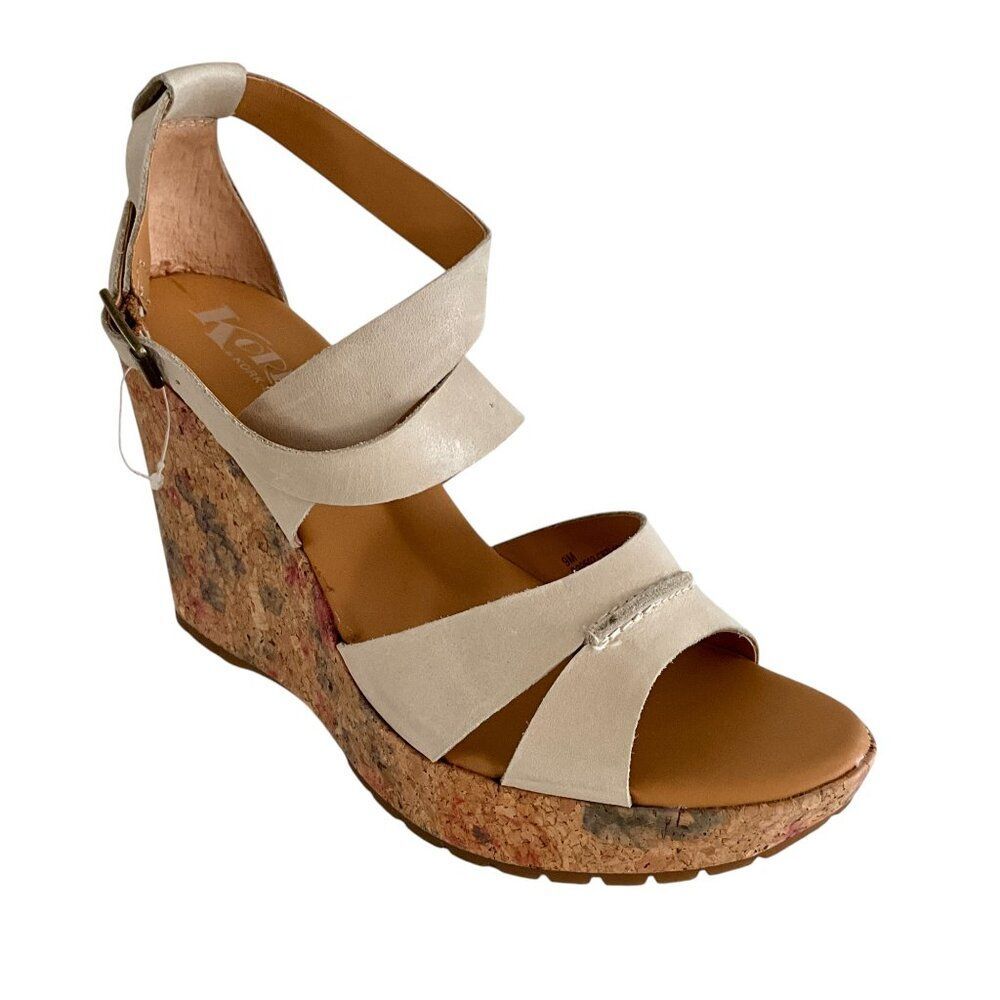 Korks by Kork Ease Leather Strappy Wedge Floral Cork Sandals 9